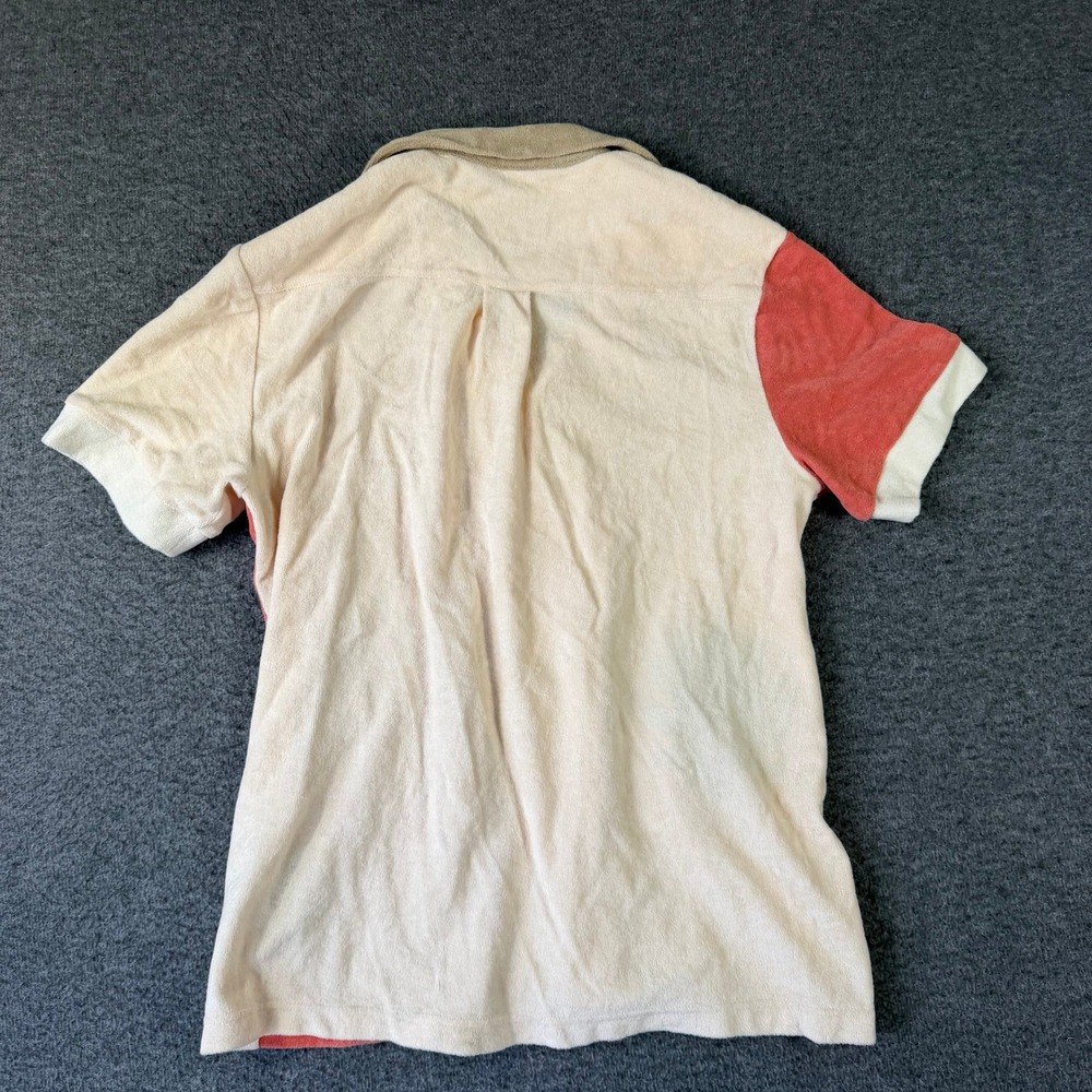 Tombolo El Gusano Terry Cloth Cabana Shirt Mens Small Coral Cream Agave Mezcal - Picture 9 of 11